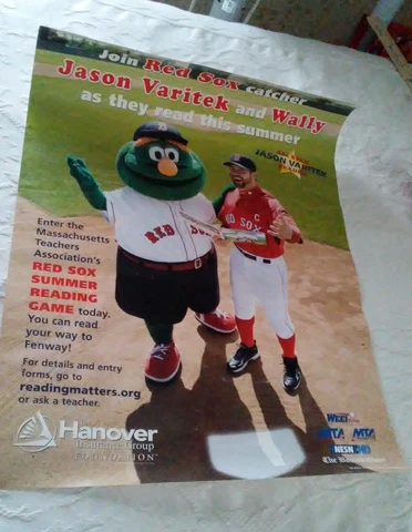Reading Matters Poster Featuring Red Sox Former Catcher Jason Varitek & Wally Cover