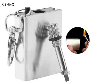 Survival Emergency Fire Starter Flint Match Lighter With Lighter Fluid KeyChain  - Picture 1 of 9