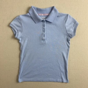 Izod Girls Short Sleeve Polo T Shirt School Uniform Size S 7/8 Baby Blue - Picture 1 of 12