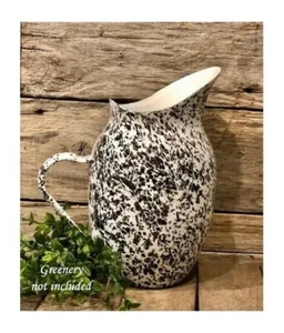 NEU Primitive SCHWARZ/WEISS SPRITZER EMAILLEGESCHIRR KRUG 2,5 Quart Landhaus - Bild 1 von 2