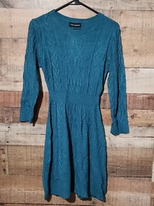 NEW Fancyqube Cable Knit Sweater Dress Size Small Green Cotton Blend NWT - Picture 1 of 6