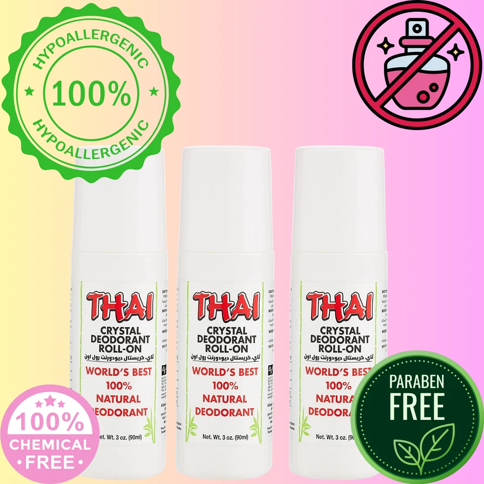 Thai Deodorant Stone - Roll-on 100 Percent Natural 3 Ounce 6 per Case.