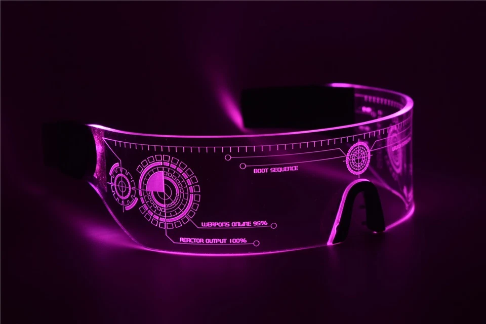 Cyberpunk Goggles LED Tron Visor Glasses Perfect For Cosplay Festivals Halloween - Image 1 of 1