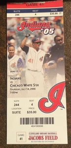 Biglietto Vintage Cleveland Indians Stub - 2005 vs Chicago White Sox - Suite - Foto 1 di 2