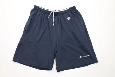 Vintage 90s Champion Mens XL Distressed Spell Out Above Knee Shorts Navy Blue - Image 1 of 4