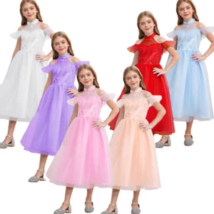 Children Girls Sun Dresses Fancy Gown Embellished Dress Performance Sweet Prom - Picture 1 of 70
