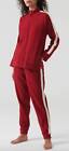 RAGNO Anzug Schlafanzug Fleece DE93NO Geöffnet Mit Zip Taschen Rot mit der Linie