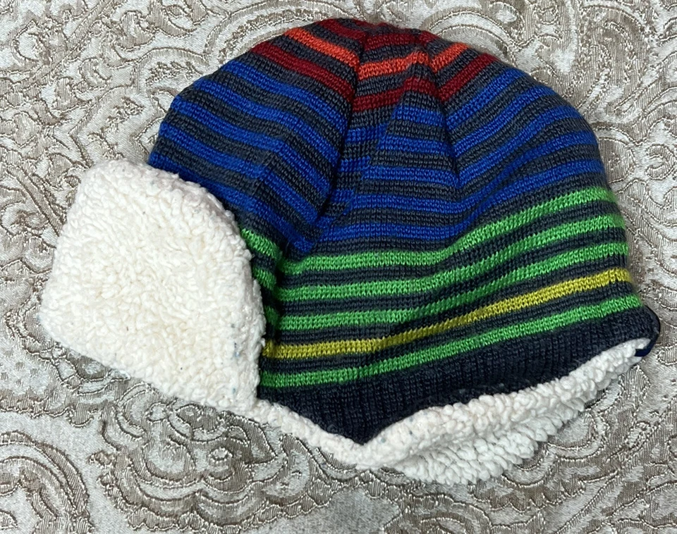 Sombrero REI 6 - 12 Meses Multicolor Rayas Forrado de Vellón Ver Fotos para el Estado Foto 1 de 4