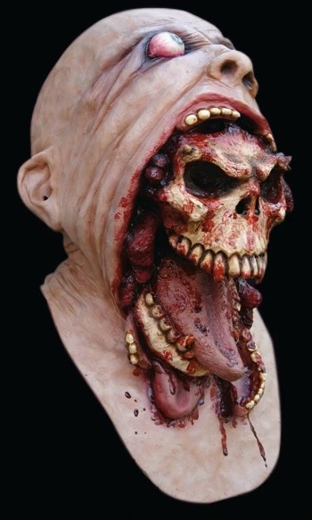 Mouth Bursting Skull Face Ghoulish DELUXE ADULT LATEX BLURP CHARLIE MASK - Image 1 of 1