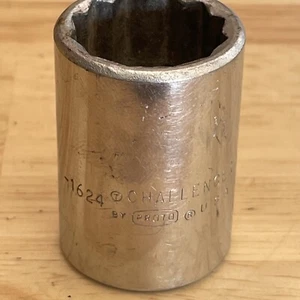 VTG PROTO Challenger  3/4” 12 Point 1/2" Drive Chrome Socket 1624 USA With Star - Picture 1 of 6