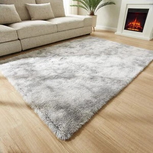 GKLUCKIN Shag Ultra Soft Area Rug, Non-Skid Fluffy 5'X7' Tie-Dyed Light Grey ... - Picture 1 of 6