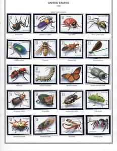 SC# 3351a-t, 1999--33c Insects and Spiders, Complete set of 20 Singles, M/NH - Picture 1 of 1