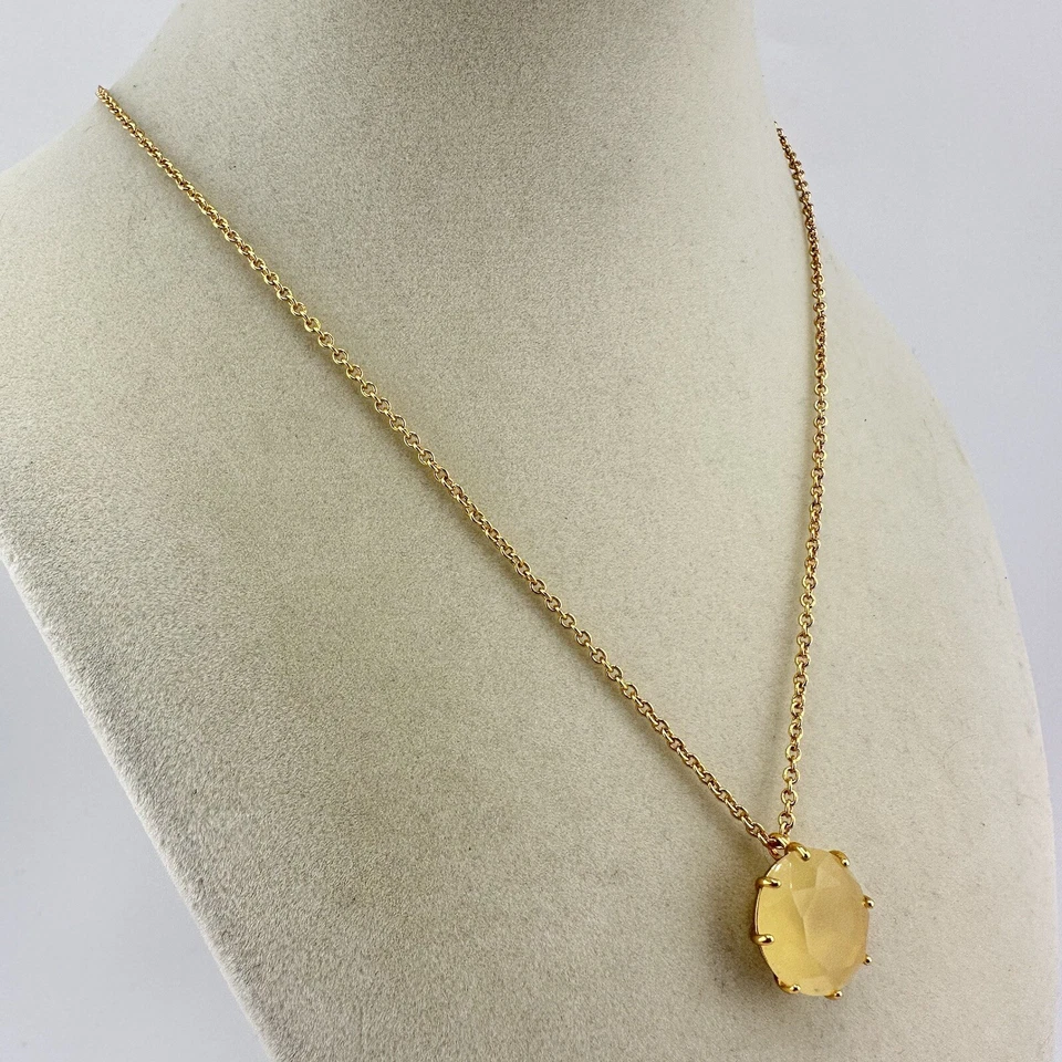 Ожерелье кулон 28 дюймов Les Néréides La Diamantine 14K GP ограненное вручную желтое стекло - Изображение 1 из 4