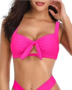 Tempt Me Women Bikini Tops Push Up Swim Top Front Tie Knot Bathing Suit Top S - Picture 1 of 5