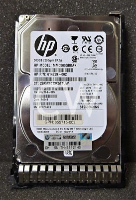 656107-001 655708-B21 HP 500GB 7.2K RPM 6Gb/s 2.5" SATA SERVER HDD Hard Drive G8 - Image 1 of 2
