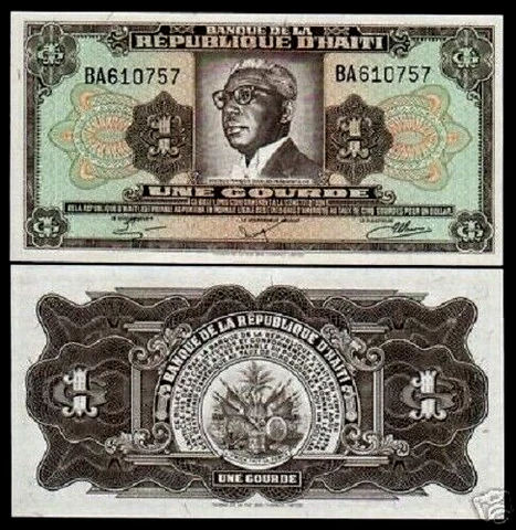 Haiti 1 Gourde P-239 1979 Dr F DUVALIER Haitian BILL UNC CARIBBEAN Currency NOTE Cover