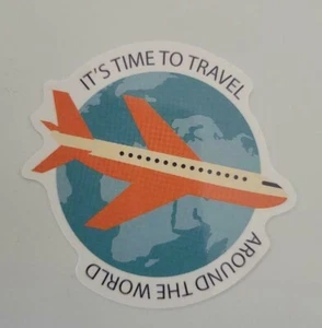It's Time To Travel Around The World - Sticker ca. 2 1/2" x 2 1/4" glänzend - Bild 1 von 1
