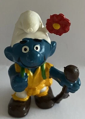 Los Pitufos 1978 Caminante Pitufo Senderismo Bastón Figura Juguete Vintage PVC Estatuilla Foto 1 de 4