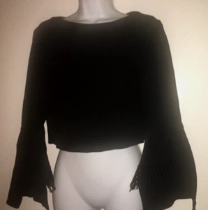 Roland Mouret Bateau Neck Three Quarter Sleeve Crop Top Black US 8 - Picture 1 of 6