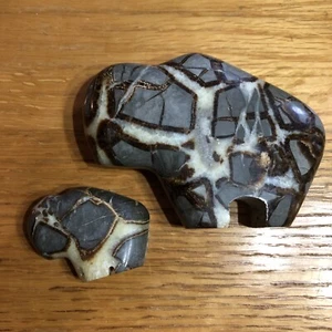 Two Calcite Filled Septarian Dragon Stone Set Large & Small Buffalo Utah - Picture 1 of 6