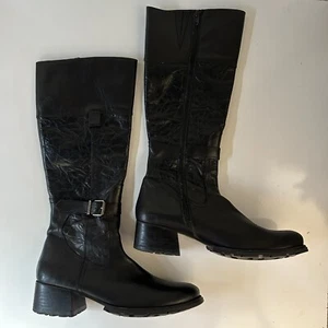 Destroy Damen Gr. 38 Leder Stiefel Made In Spain Schwarz Schnalle Reißverschluss - Bild 1 von 20