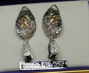 Landstrom's Black Hills Gold Stirrup Earrings, Style ER615/SS - Picture 1 of 2