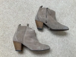 WOMENS SUPERDRY GREY HEELED SUEDE ANKLE BOOTS UK 5 ZIP UP CHELSEA SHOES ZZ - Picture 1 of 10