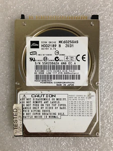 Toshiba MK6025GAS HDD2189 E ZK01 S 2.5'' IDE 60GB Hard Drive Uesd Tested - Picture 1 of 5
