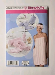 Simplicity Pattern 4747 Misses' Bath Wrap Towel Slippers Head Wrap Pillow UNCUT - Picture 1 of 3