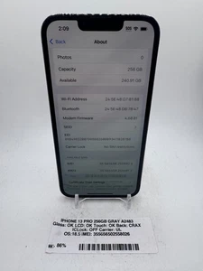 Apple iPhone 13 Pro - Gris - 256GB - (Desbloqueado) - A2483 - Funcional - Imagen 1 de 9