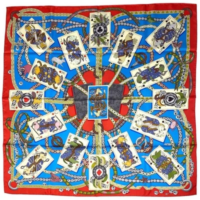 Hermès Carré 90 Silk Queen of Hearts Playing Cards Bufanda Multicolor de Japó... - Imagen 1 de 4