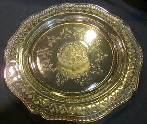 Set Of Six (6) 10 1/2" Vaseline (Yellow) "Patrician Spoke" Dinner Plates - Picture 1 of 7
