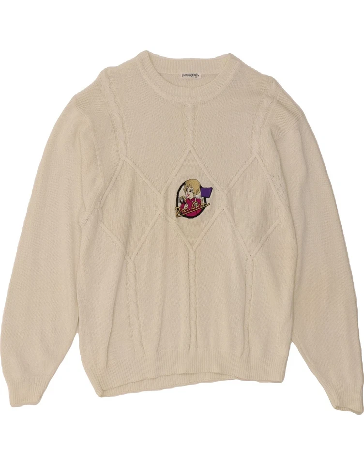 Passports Damen Rundhals Pullover Pulli EU 40 Medium Weiß Baumwolle DP04 - Bild 1 von 3