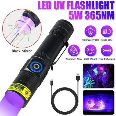 UV Taschenlampe Schwarzlicht LED Taschenlicht 365NM Bernstein Scorpion IP65 AKKU - Bild 1 von 4