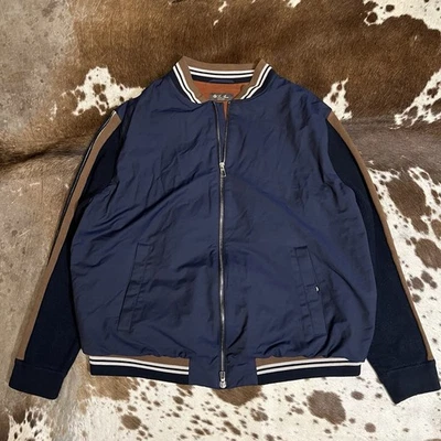Loro Piana Green Tecnowool Navy Virgin Wool Navy Bomber Jacket 3XL RARE - Image 1 of 4