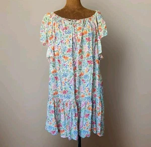 NWT Rachel Zoe Dress Size M Flutter Short Sleeve Colorful Floral Relaxed Fit - Picture 1 of 9