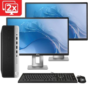 HP G4 SFF Desktop PC i5-8500 32GB RAM 1TB SSD HDD Dual 22" LED Wi-Fi Windows 11 - Picture 1 of 10