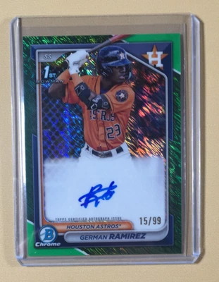2024 BOWMAN CHROME GERMAN RAMIREZ HOUSTON ASTROS GREEN SHIMMER REF AUTO #15/99 - Image 1 of 2