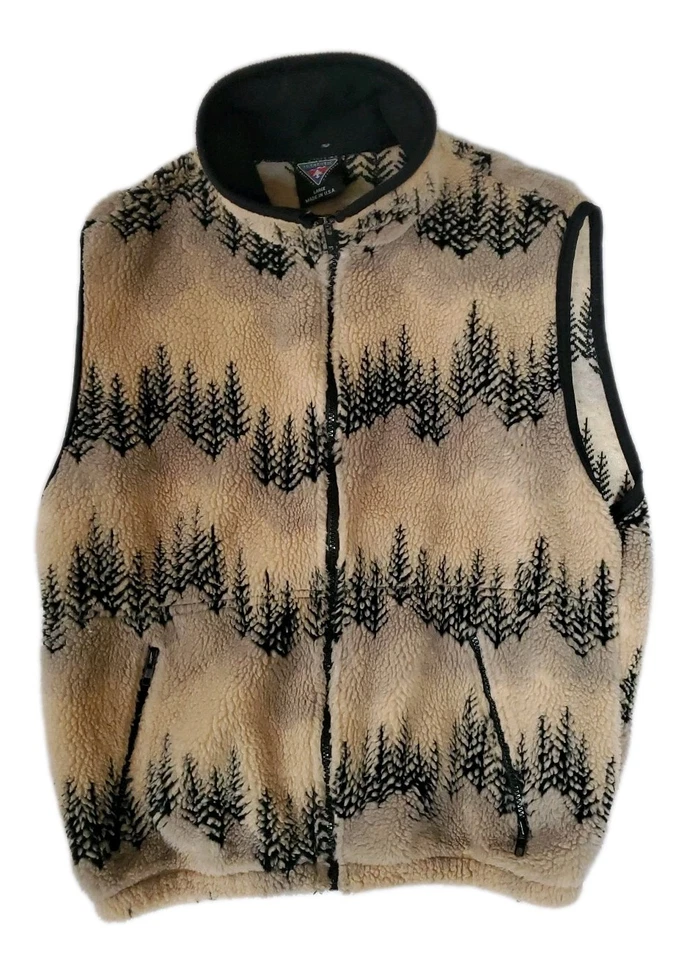 Timberline Colorado Fleece Vest Large Brown Black Tree Authentic Sleeveless Prep - Image 1 of 4