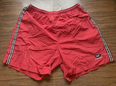 Vintage Abercrombie & Fitch Logo Board Shorts Side Stripe Large Red Swim Y2K - Image 1 of 3