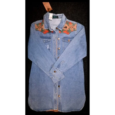 Camisa chaqueta vaquera azteca occidental mediana Fashion Express para mujer Foto 1 de 4