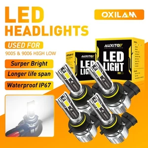 4X AUXITO 9005 9006 LED 6500K Blanco Faro Faro Lámpara 60000LM Kit Conversión - Imagen 1 de 21