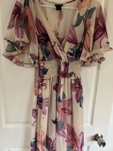 Kate and Lily Midi Dress Womens Size Au 8 Floral Print V-Neck Ruffle Tiered - Picture 1 of 6