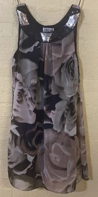 Signature By Robbie Bee Womens Floral Print Black Earth Tones Dress Size 10 - Image 1 of 4