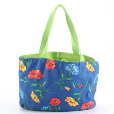 Liz Claiborne Red Poppy Floral or Solid Lime Green Reversible Bucket Purse Tote