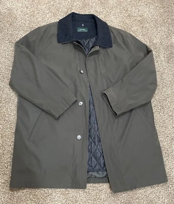 Ralph Lauren 46R Edgar Raincoat 绿色可拆卸衬里背心羊毛混纺经典 — 第 1/4 张图片