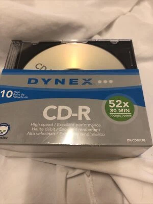 10 Pack Dynex Recordable Compact Disc CD-R ~ 80 Minutes ~ Brand New Sealed - Image 1 of 3