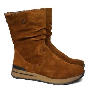 CAPRICE WIDE PLANT COGNAC SUEDE ANKLE BOOT - Picture 1 of 3