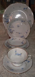 A NICE PICARDY WAWEL CHINA BLUE FLOWER, POLAND, 6 PCS PLACE SETTING, 4 AVAILABLE - Picture 1 of 16