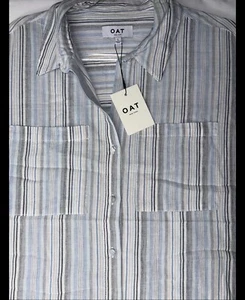 OAT New York Boxy Shirt Women's Large Multicolor Striped 100% Cotton Oversized - Picture 1 of 8